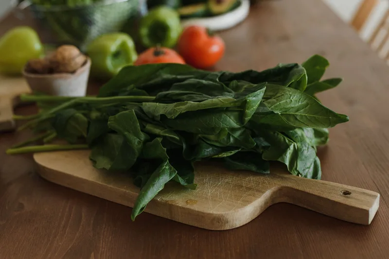 Iron-rich foods including red meat and dark leafy greens