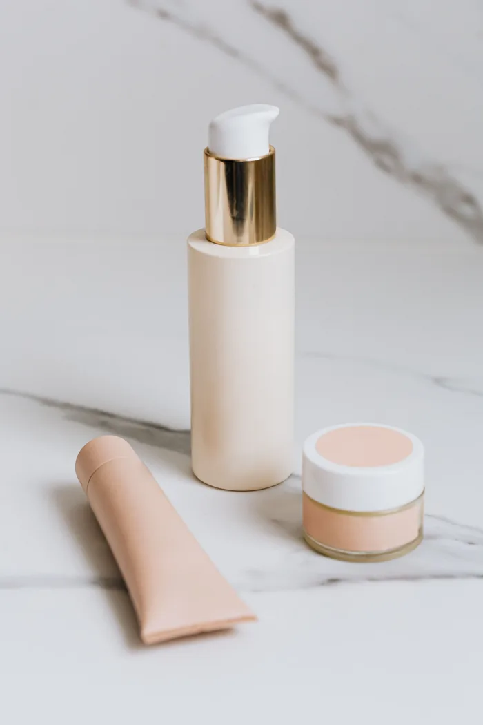 Minimal skincare products arranged for a morning routine